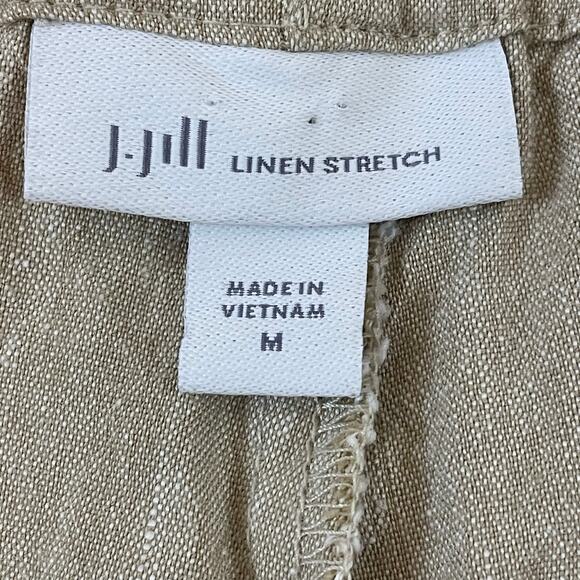 J.Jill Linen Stretch Pants Women’s Medium Beige Ankle Pull On Comfort Blend - Picture 3 of 9